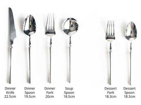 Bright Silver Stainless Steel flatware by Allthingscurated crafted from high-quality stainless steel with a forged construction ensures durability.  It has a bright silver mirror finish that will add a touch of elegance to any meal.
