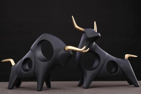 Brooklyn Bull Sculptures by Allthingscurated capture the elegance and dramatic aura of the auspicious animal in a sleek, modern design with matte black finish and gold-accented horns. A visually-appealing and timeless collection, it’s a fashionable piece to add to any contemporary home and spaces. And perfect as a gift for those with a Taurus horoscope or Chinese Ox zodiac sign.