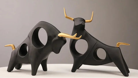 Brooklyn Bull Sculptures by Allthingscurated capture the elegance and dramatic aura of the auspicious animal in a sleek, modern design with matte black finish and gold-accented horns. A visually-appealing and timeless collection, it’s a fashionable piece to add to any contemporary home and spaces. And perfect as a gift for those with a Taurus horoscope or Chinese Ox zodiac sign.