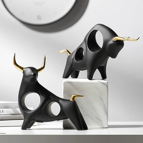 Brooklyn Bull Sculptures by Allthingscurated capture the elegance and dramatic aura of the auspicious animal in a sleek, modern design with matte black finish and gold-accented horns. A visually-appealing and timeless collection, it’s a fashionable piece to add to any contemporary home and spaces. And perfect as a gift for those with a Taurus horoscope or Chinese Ox zodiac sign.