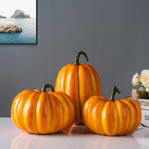 Faux Pumpkins Decor by Allthingscurated. These charming and realistic ornamental pumpkins come in 3 sizes. Perfect for your holidays and fall decoration, making your home extra cozy and warm this Thanksgiving and Halloween.