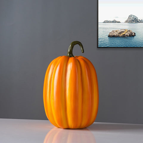 Faux Pumpkins Decor by Allthingscurated. These charming and realistic ornamental pumpkins come in 3 sizes. Perfect for your holidays and fall decoration, making your home extra cozy and warm this Thanksgiving and Halloween. Featured here a large size and tall pumpkin.