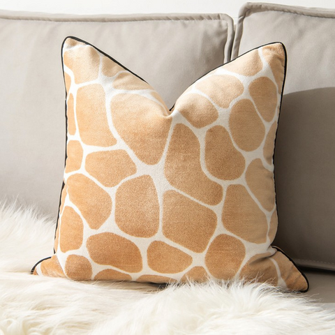 Glamorous Animal Prints Cushion Covers by Allthingscurated featured 6 animal print designs in tiger stripes, cheetah spots, zebra stripes and giraffe print. In a neutral palette and warm texture that work well with a variety of decorating styles. Timeless and chic, they are the perfect accessories to dress up with home with a wow factor. Comes in 2 square sizes of 45 by 45cm or 17.5 by 17.5 inches or 50 by 50cm or 19.5 by 19.5 inches. Featured here is our giraffe print.