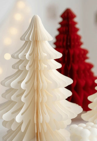Honeycomb Christmas Trees by Allthingscurated featured a set of 2 sculptural trees expertly crafted with paper to bring a pretty and festive touch to your Yuletide decorations. These delightful paper decorations are simple to assemble and store away, making them reusable year after year. Comes in 2 styles and 4 color groupings of Red, Brown, White and Black. Each set consists of a small and large tree.