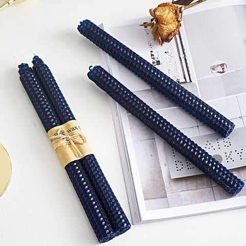 2-piece Rolled Honeycomb Candles in navy blue by Allthingscurated.