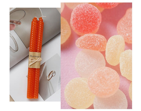 2-piece Rolled Honeycomb Candles in orange by Allthingscurated.