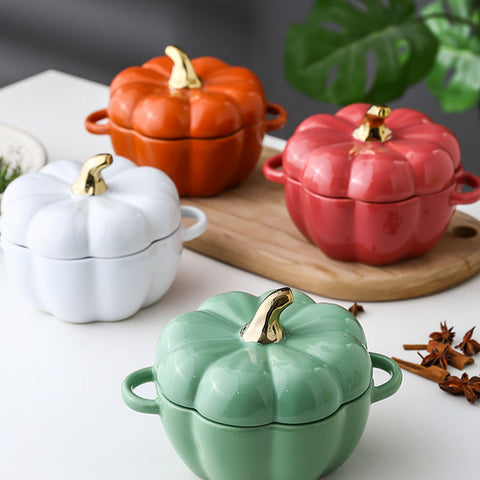 These beautiful Pumpkin Party Bowls by Allthingscurated are perfect serveware to have for a Halloween-themed or Fall-inspired dinners with friends. Made of high-quality porcelain, they are available in Off-white, Orange, Cranberry and Green. Comes with 2 handles for easy transporting and a lid with gold tip to keep food fresh and warm. Measures 16.5cm in width and 12cm in height, or 6.5 inches by 4.7 inches. Weighs 660g or 1.5 pounds with a capacity of 400ml or 13.5 fluid ounce.