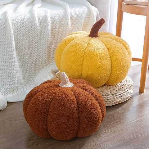 Pumpkin Pillows in teddy cotton with a tufted surface by Allthingscurated come in 3 sizes and 7 colors.  These pillows are plush and comfy, perfect for Fall and Halloween. Sizes available in 20cm, 28cm and 35cm in height or 8 inches, 11 inches and 13.7 inches in height. Colors come in white, green, blue, yellow, orange, red and brown.