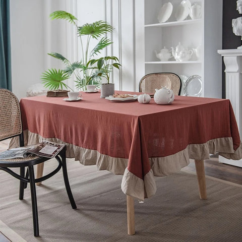 Introducing Ruffled Cotton Tablecloth by Allthingscurated. Made from 100% cotton, our tablecloth exudes French country charm with its romantic, frilly ruffles. With the perfect balance of decorative and laid-back, they have a welcoming and comforting vibe. Available in 8 solid colors.