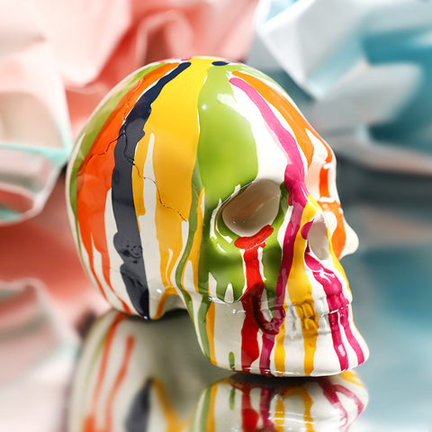Drip Painted Abstract Human Skull by Allthingscurated.