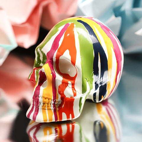 Drip Painted Abstract Human Skull by Allthingscurated.
