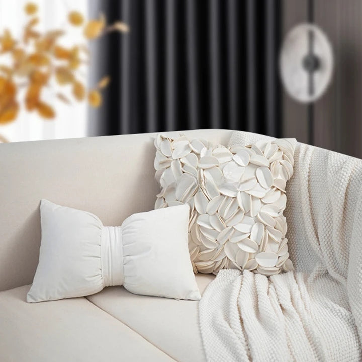 Spliced Petals Decorative Cushion Cover by Allthingscurated will create an elegant and luxurious atmosphere in your home. Each cover featured individually hand-sewn petals using splicing technique to create a unique layered texture, giving your interior an inviting but sophisticated touch. Mix and match easily with other cushions to for a stunning, textured effect.