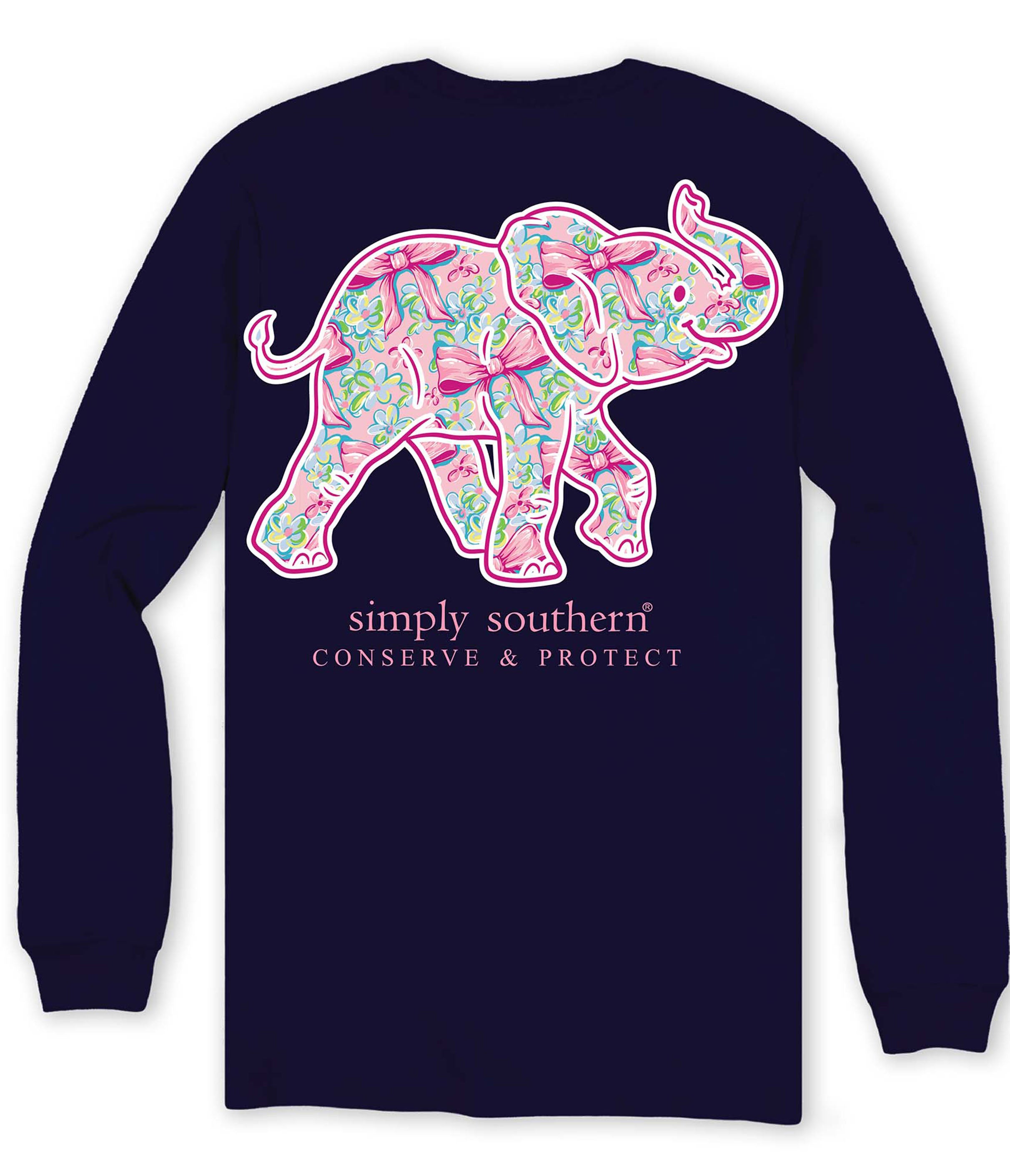 Simply Southern Elephant Tracker Bow Eclipse Long Sleeve T-Shirt