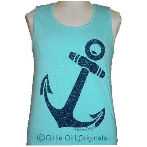 Girlie Girl Originals Vintage Anchor Lagoon Blue Tank Top | SimplyCuteTees