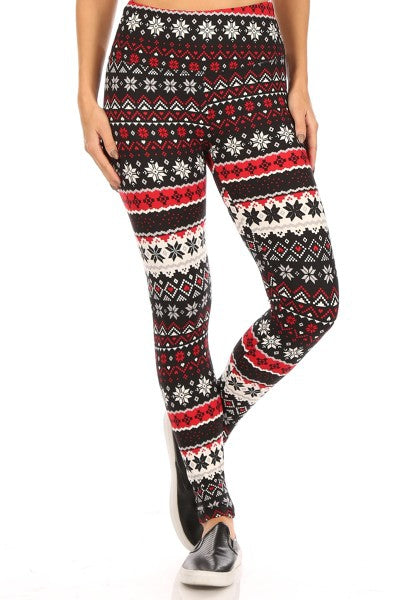 Christmas Fair Isle Hearts Soft Lounge Fleece Lined Leggings Pants -  SimplyCuteTees