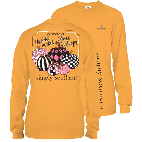 Simply Southern Preppy Pumpkin Patterns Fall Long Sleeve T-Shirt ...