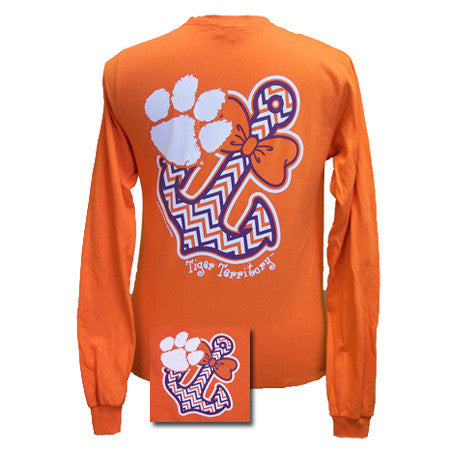 SALE South Carolina Clemson Tigers Anchor Bow Girlie Bright Long Sleev ...