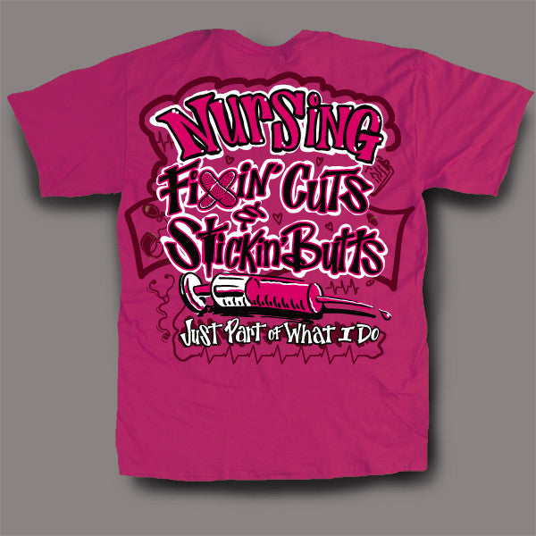 Sweet Thing Funny Nurse Fixin Cuts Neon Pink RN CNA LPN Girlie Bright ...