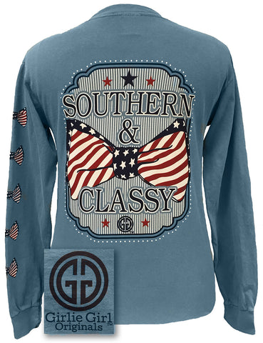 Girlie Girl Originals Southern Classy USA Bow Comfort Colors Ice Blue ...