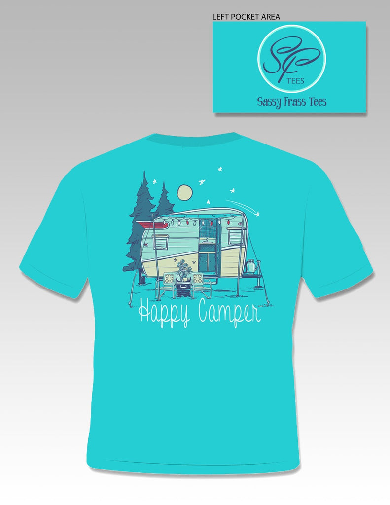 Sale Sassy Frass Happy Camper Comfort Colors Bright Girlie T Shirt