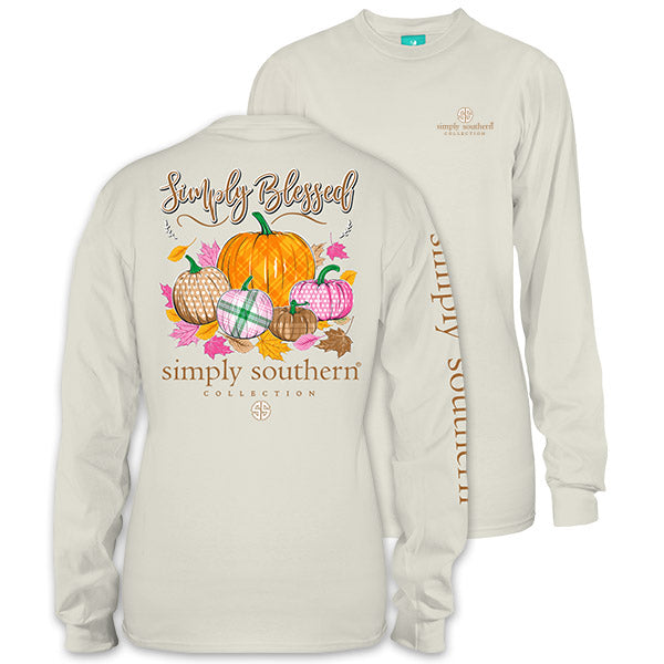Simply Southern Preppy Simply Blessed Pumpkin Fall Long Sleeve TShirt
