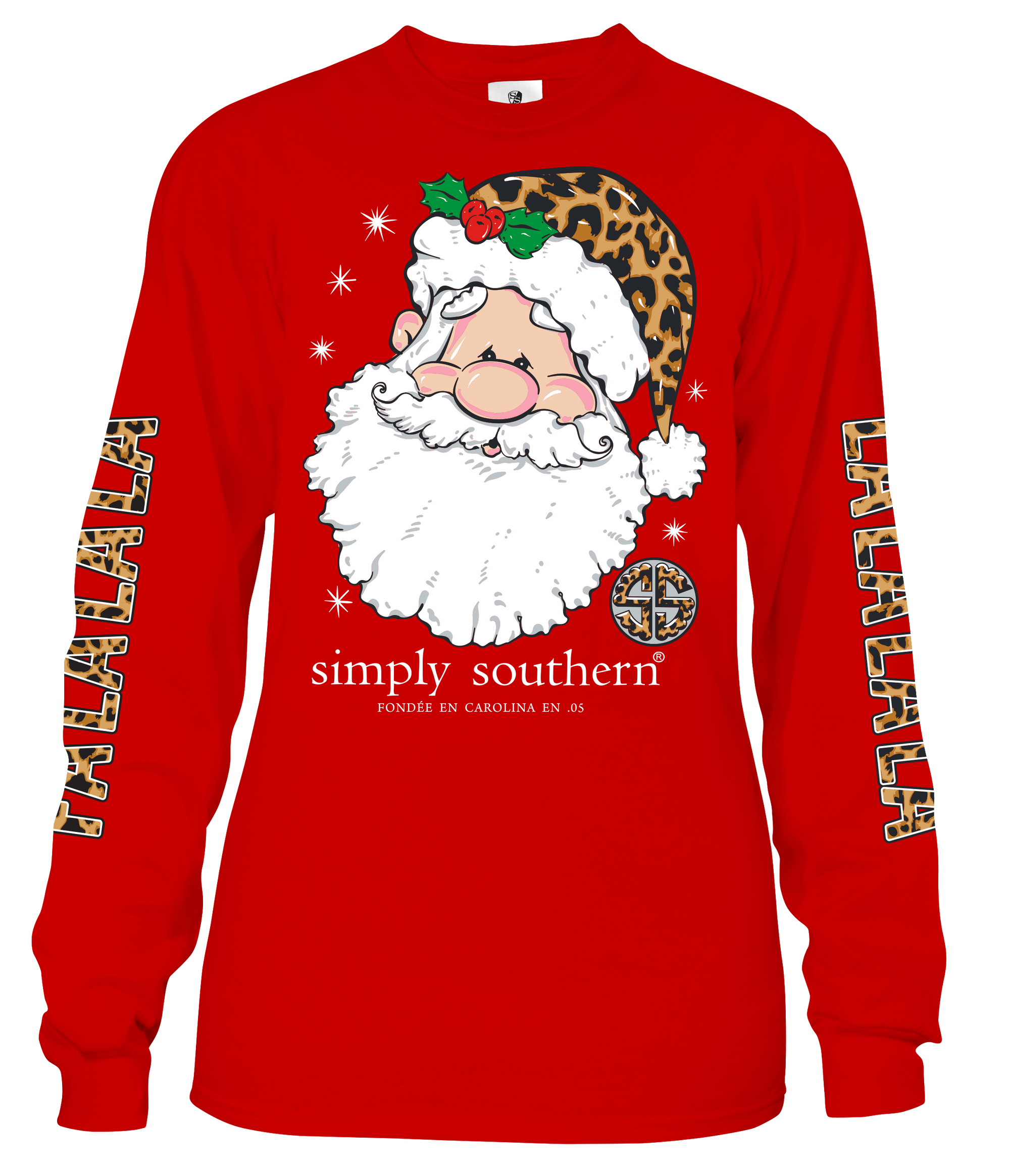 Simply Southern Leopard Santa Falalala Holiday Long Sleeve T-Shirt ...