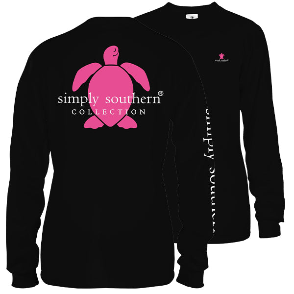 Simply Southern Preppy Classic Turtle Logo Black Long Sleeve T-Shirt ...
