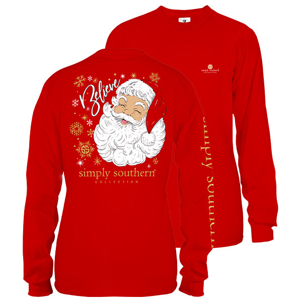 Simply Southern Preppy Believe Santa Holiday Long Sleeve T-Shirt ...