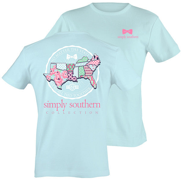 Simply Southern Preppy States Pattern All Tied Together T-Shirt ...