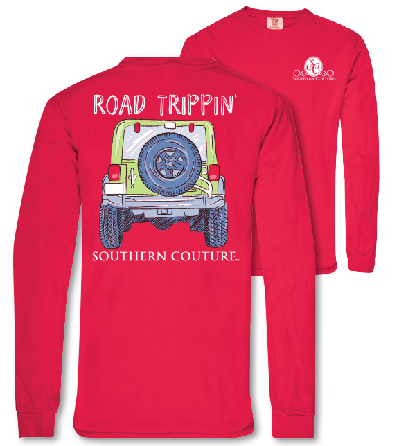 Southern Couture Road Trippin Jeep Comfort Colors Long Sleeve T-Shirt ...