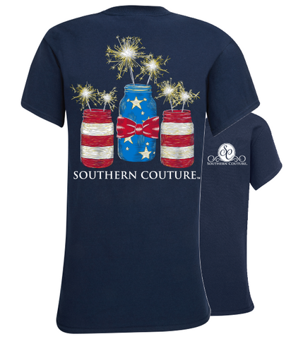 Southern Couture Preppy USA Mason Jars Bow T-Shirt | SimplyCuteTees