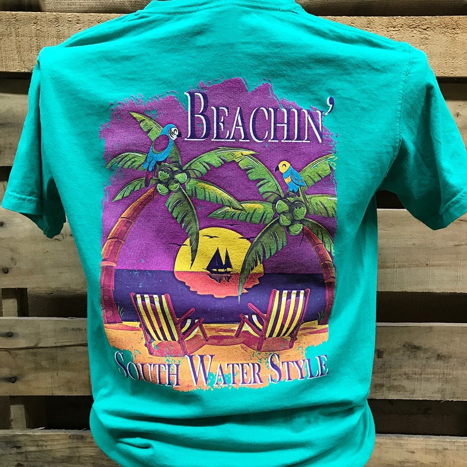 South Waters Beachin Palm Trees Beach Comfort Colors Bright T Shirt ...