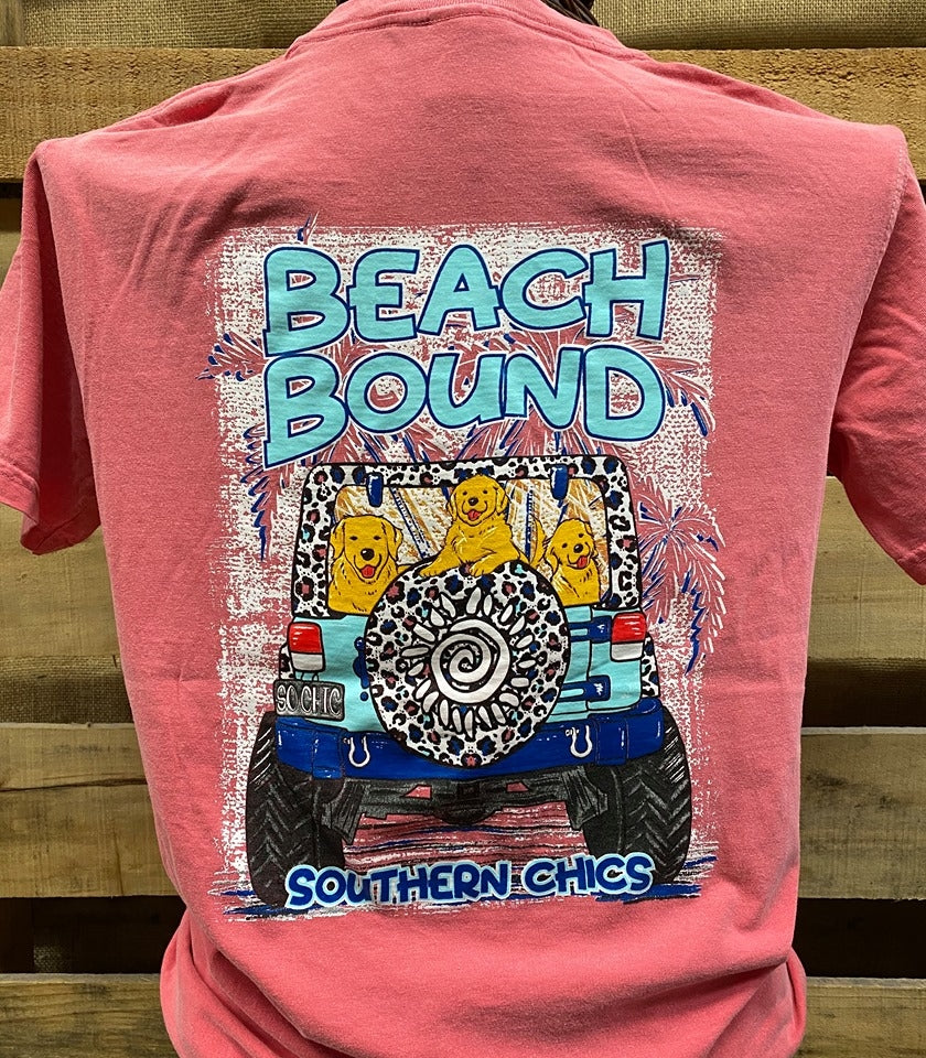 Southern Chics Apparel Beach Bound Jeep Dog Comfort Colors Girlie