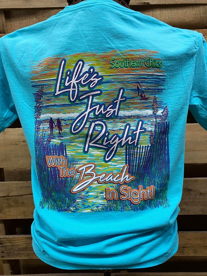 Southern Chics Beach Chair Happy Place Comfort Colors T-Shirt Large / Comfort Colors