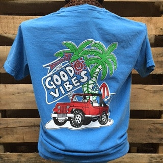 Southern Chics Comfort Colors Good Vibes Jeep Beach Girlie Bright T Sh ...