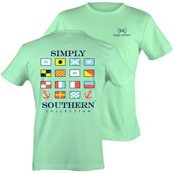 Sale Simply Southern Classic Preppy Harbor Flags Mint T-Shirt ...