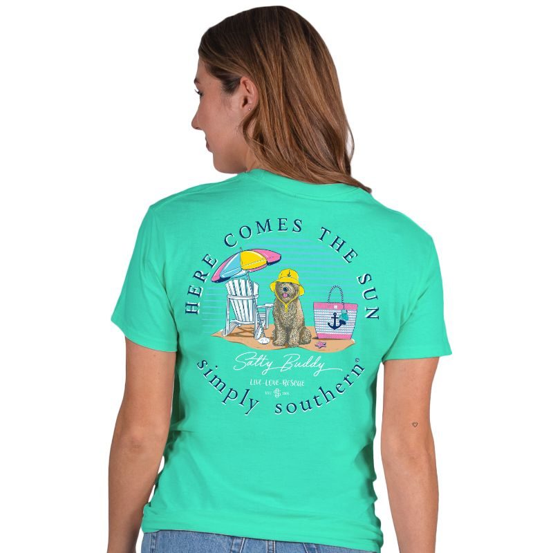 Simply Southern Preppy Save The Turtles Beach Turtle T-Shirt Youth Small / Ice