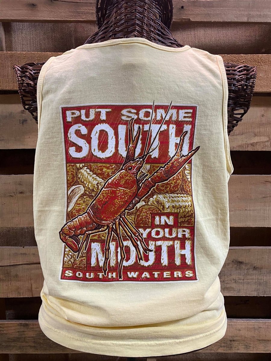 South Waters Put Some South in Your Mouth Crawfish Comfort Colors Bright unisex T Shirt Large