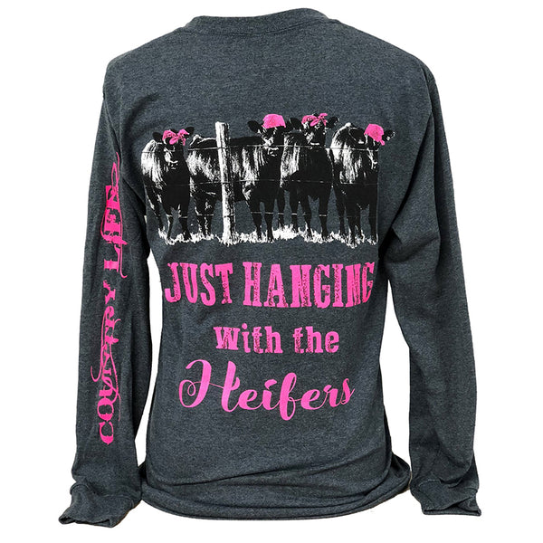 Country Life Preppy Just Hanging Heifer Long Sleeve T-Shirt ...