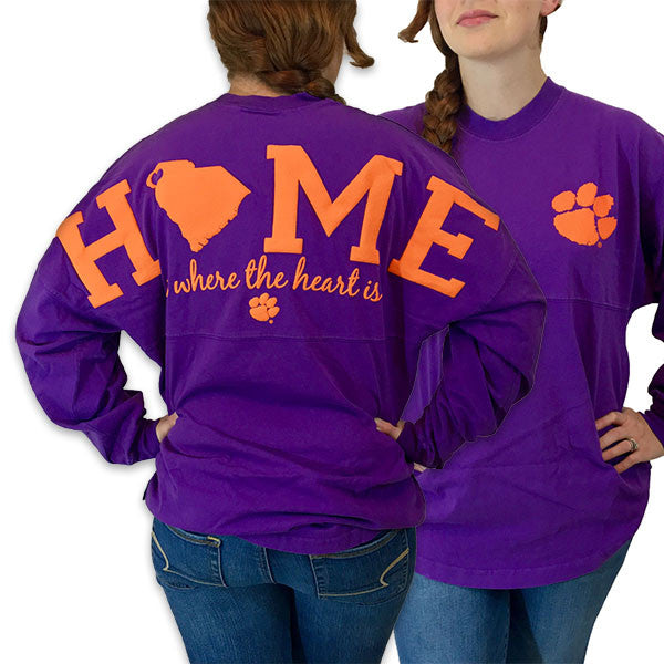 South Carolina Clemson Tigers Women's Home Spirit Jersey Long Sleeve Oversized Top Shirt