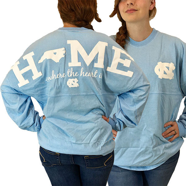 North Carolina Tar heels Women's Home Spirit Jersey Long Sleeve Oversized Top Shirt