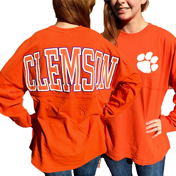 South Carolina Clemson Tigers Women's Logo Sweeper Long Sleeve Oversiz ...