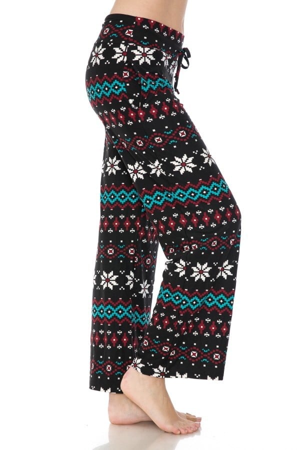 Christmas Fair Isle Hearts Soft Lounge Fleece Lined Leggings Pants -  SimplyCuteTees