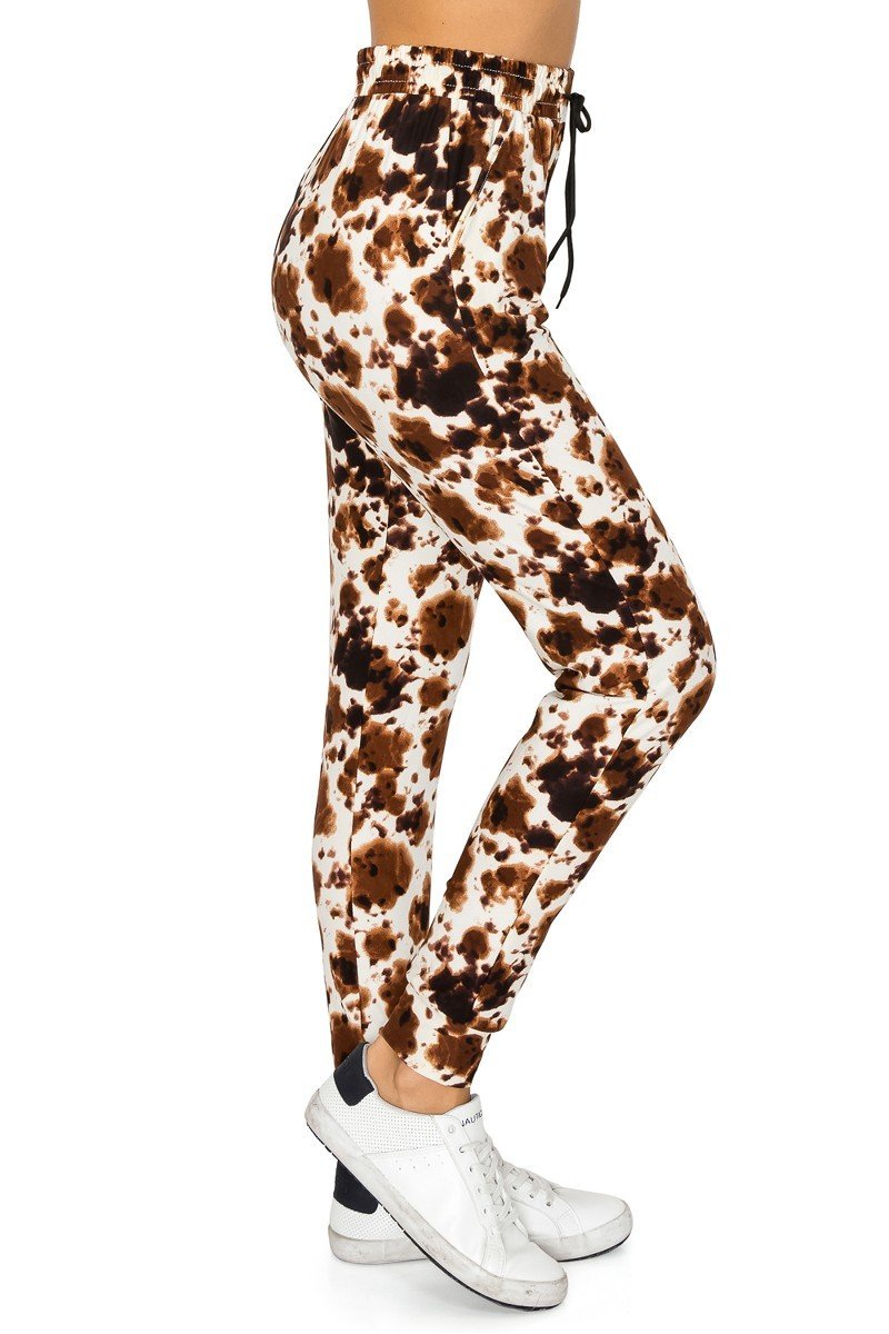 Cow Print Joggers  Neutral Loungewear