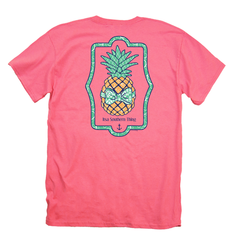 Itsa girl Thing Preppy Pineapple Bow Coral Silk Bright Girlie T-Shirt ...