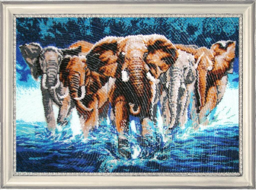Bead embroidery kit Elephants DIY