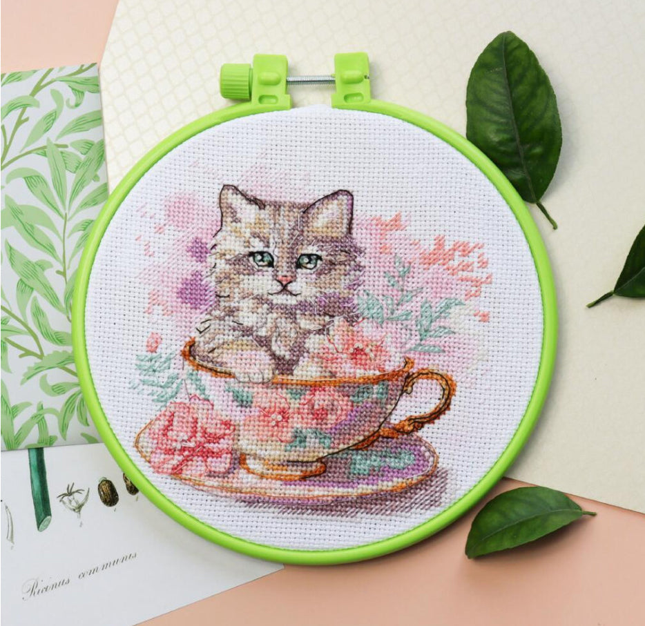 Counted Cross Stitch Kit Cat DIY Abris Art