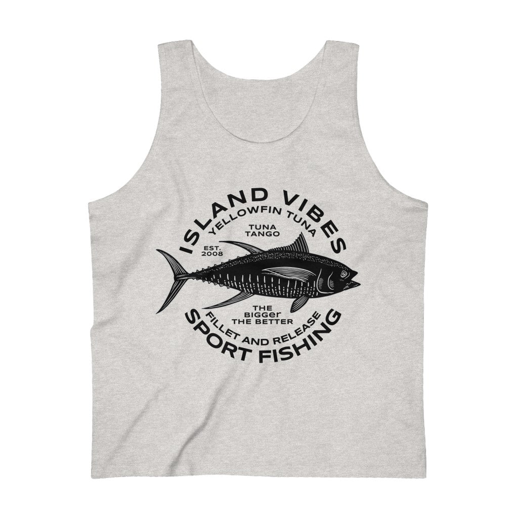 Yellowfin Tuna and American Flag Sport Fishing Design - Men's Tank