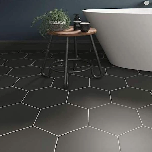 Hexagon Black Matt Wall And Floor Tiles – The Funky Tile Company Ltd