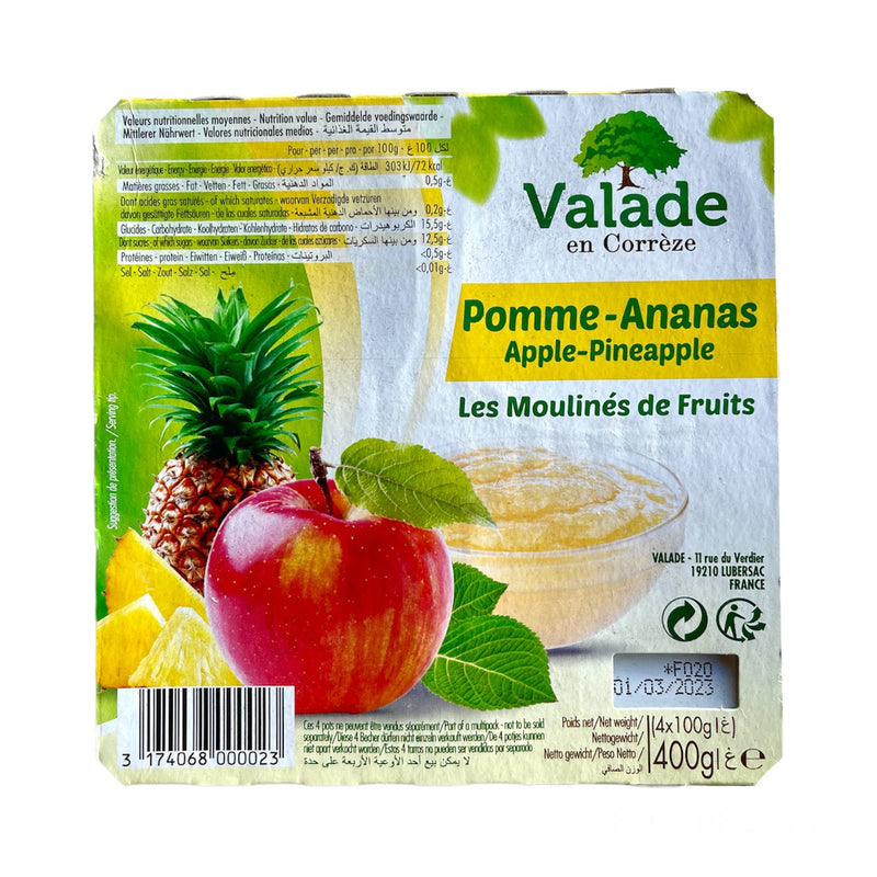 COMPOTE POMME & ANANAS 4X100G - VALADE